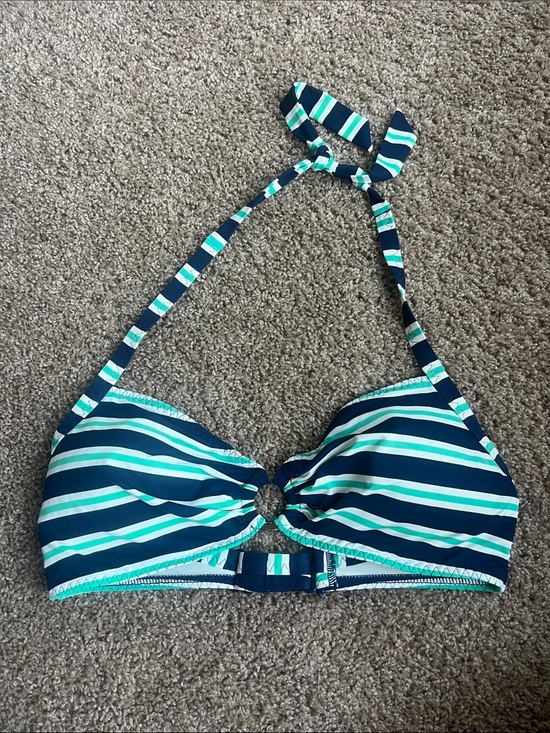 Lands' End Other - Lands End Striped Navy & Teal Halter Bikini Top Size 36B